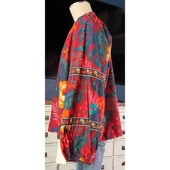 Anthropologie Farm Rio V-Neck Poplin Top XL - Picture 4 of 12